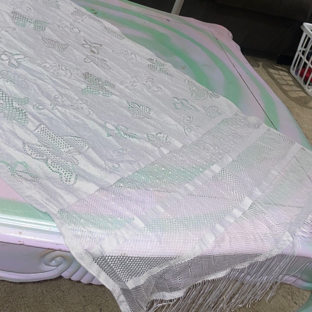 Beautiful lace butterfly scarf with fringe